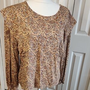a.n.a Gold Ruffled Blouse